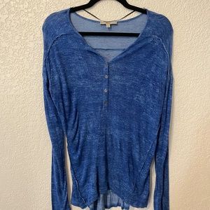 Bass Women's Navy Long Sleeve Long Sleeve Henley Size S